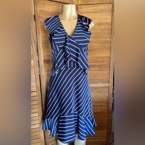 Banana Republic Navy and White Striped High Low Dress